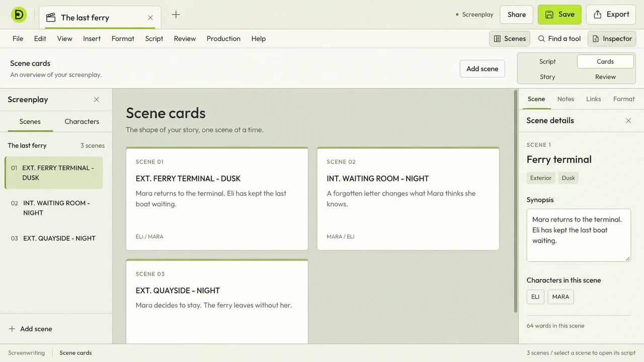 Screenwriting · workspace